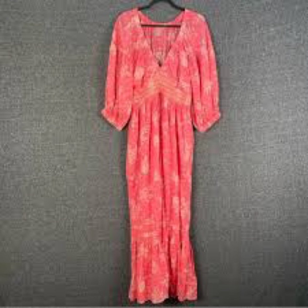 Free People Coral Maxi Dress with V-Neck